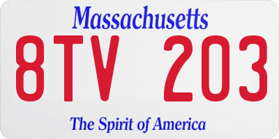 MA license plate 8TV203