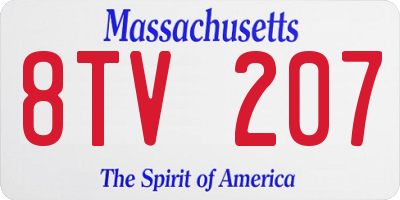 MA license plate 8TV207