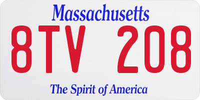 MA license plate 8TV208