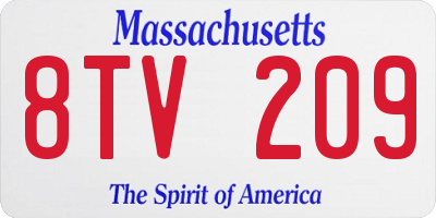 MA license plate 8TV209