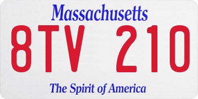MA license plate 8TV210