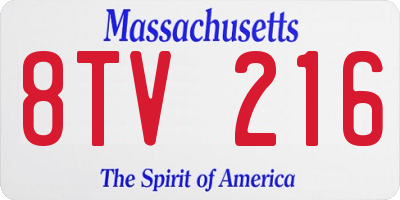 MA license plate 8TV216