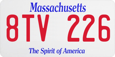 MA license plate 8TV226