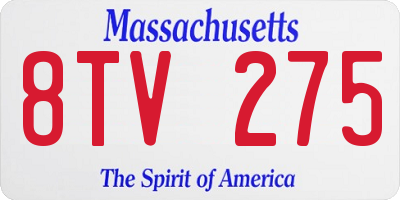 MA license plate 8TV275