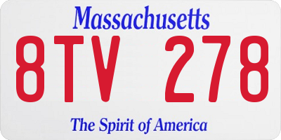 MA license plate 8TV278