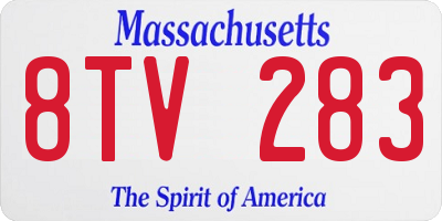 MA license plate 8TV283