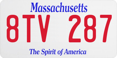 MA license plate 8TV287