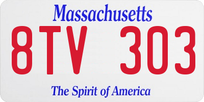 MA license plate 8TV303