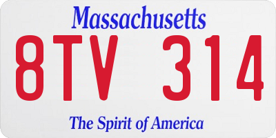MA license plate 8TV314