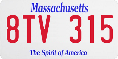 MA license plate 8TV315