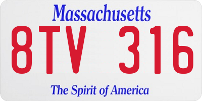 MA license plate 8TV316