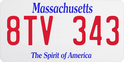MA license plate 8TV343