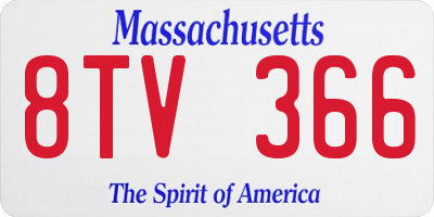 MA license plate 8TV366
