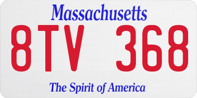 MA license plate 8TV368