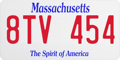 MA license plate 8TV454