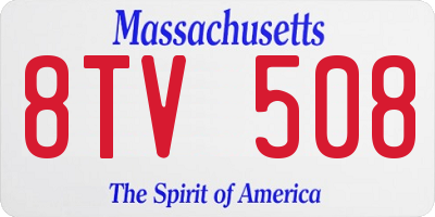 MA license plate 8TV508
