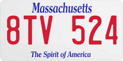 MA license plate 8TV524