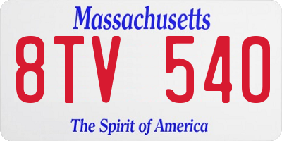 MA license plate 8TV540