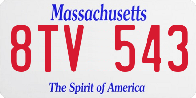 MA license plate 8TV543