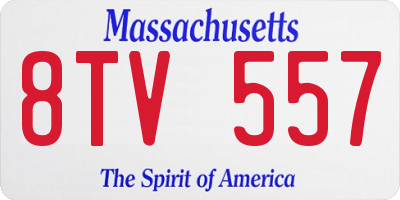 MA license plate 8TV557