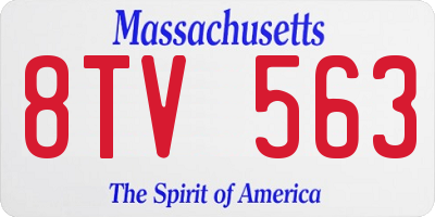 MA license plate 8TV563