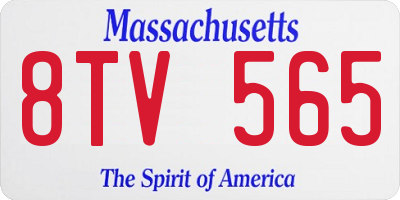 MA license plate 8TV565