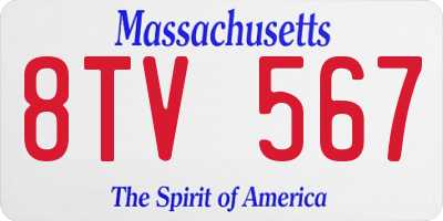 MA license plate 8TV567