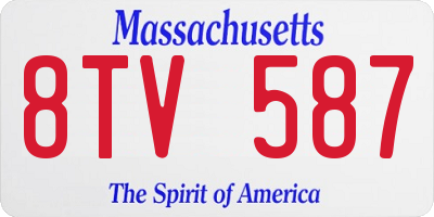 MA license plate 8TV587