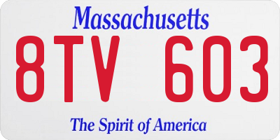 MA license plate 8TV603