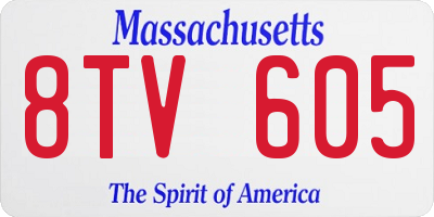 MA license plate 8TV605