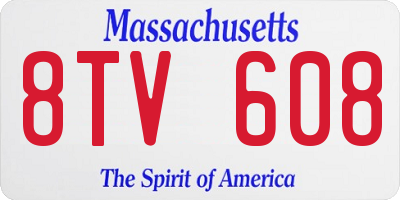 MA license plate 8TV608