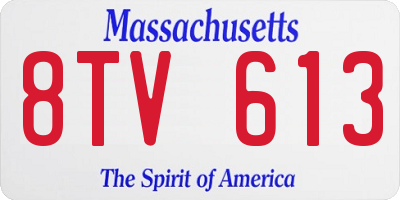 MA license plate 8TV613