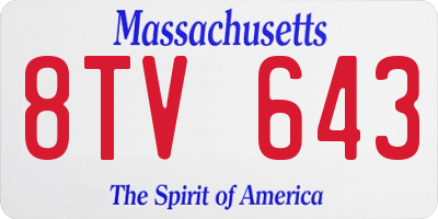 MA license plate 8TV643