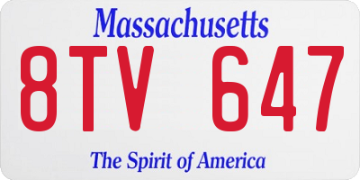 MA license plate 8TV647