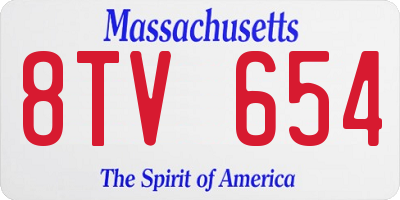 MA license plate 8TV654