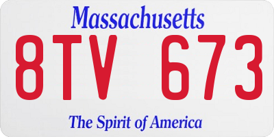 MA license plate 8TV673
