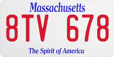 MA license plate 8TV678