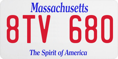 MA license plate 8TV680