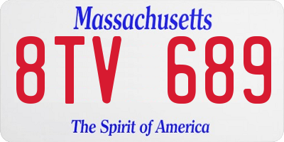 MA license plate 8TV689