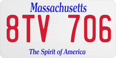 MA license plate 8TV706