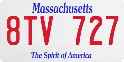 MA license plate 8TV727