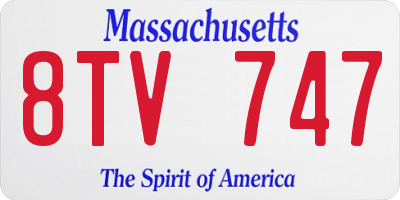 MA license plate 8TV747