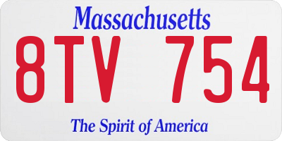MA license plate 8TV754