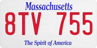 MA license plate 8TV755