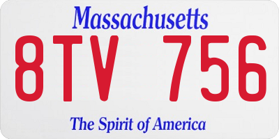MA license plate 8TV756