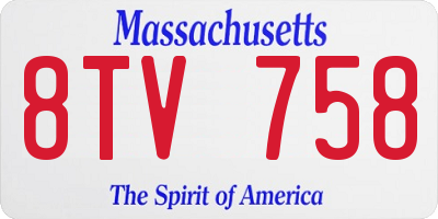 MA license plate 8TV758