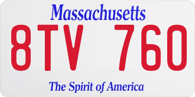 MA license plate 8TV760