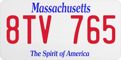 MA license plate 8TV765