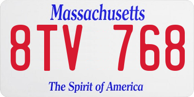 MA license plate 8TV768
