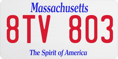 MA license plate 8TV803